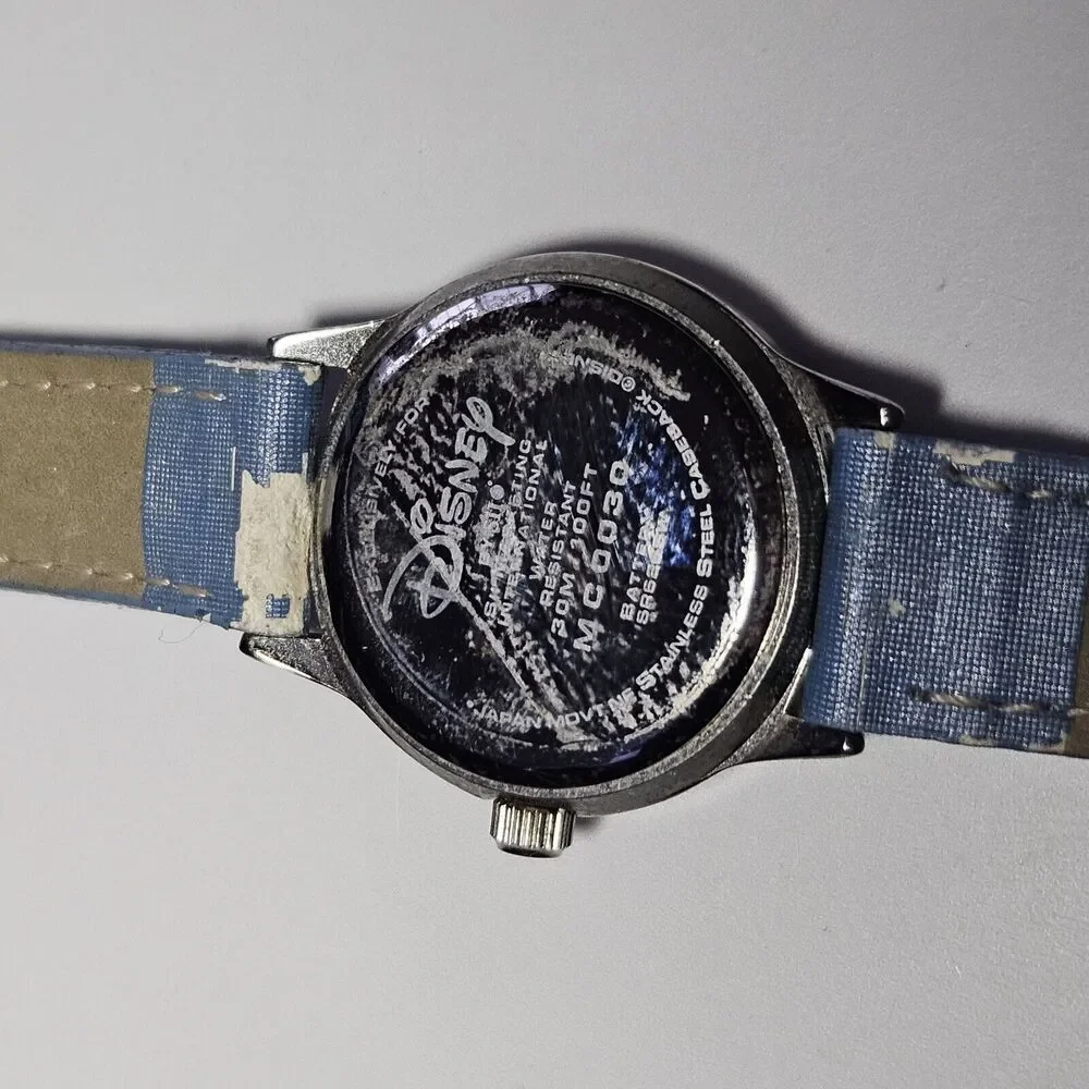 **Final Sale** Disney’s Tinkerbell Watch Silver Crystal Bezel Blue Needs Battery - Picture 2 of 14